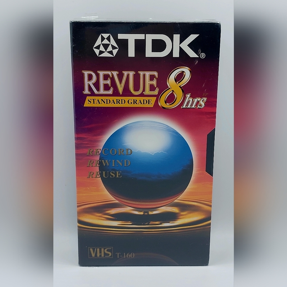 TDK Revue Blank VHS Tape T-120 Standard Grade 6 Hours‎ New Sealed